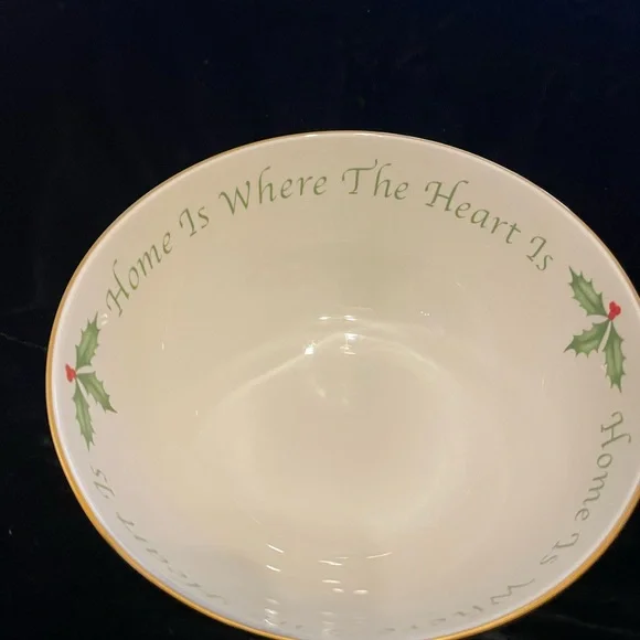 Lenox Holiday Sentiment Bowl - Green and Red Design - Picture 6 of 7